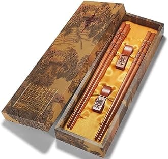 Chopstick Reusable Chinese Plum Blossom Chopsticks with Holder and Carrying Bag Chinese Traditional Stylish Gift Set（2 Pairs）