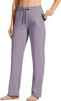 Willit Women's Cotton Sweatpants Yoga Lounge Open Bottom Sports Pants Straight Leg Casual Pants with Pockets