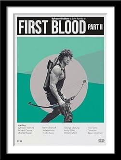 Tallenge - First Blood Part II Rambo - Sylvester Stallone - Hollywood Action Movie Poster� - Extra Large Poster Framed (Paper,24x34 inches, Multicolour)