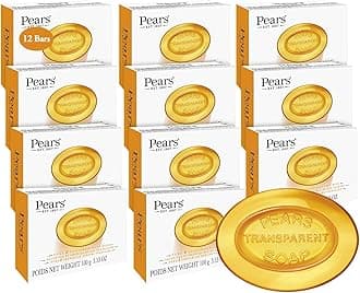 Soap, Pure & Gentle with Natural Oils, 12-Pack – Transparent Amber Glycerin Soap for Pampered, Glowing Skin, 3.53 Oz Ea