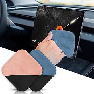 BubabyZZ 2PCS Car Screen Cleaner Square, Auto Touchscreen Cleaning Wipes, Microfiber Screens Clean Cloth Cars Interior Accessories Universal for Vehicle Dashboard Display Tesla ect(Pink&Blue)