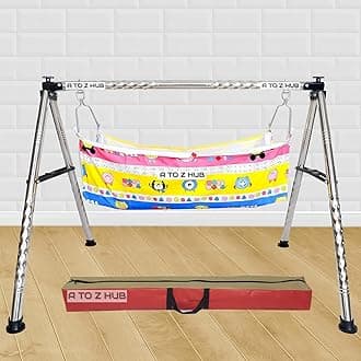 A to Z Hub : Portable Folding Ghodiyu with Free Cotton Cloth- Create a Soothing Oasis for Your Precious Little One (Black)