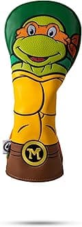 Pins & Aces TMNT Utility Head Cover - Premium, Hand-Made Leather Headcover - Teenage Mutant Ninja Turtle Head, Tour Quality Golf Club Cover - Style and Customize You Golf Bag
