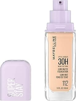 Maybelline Super Stay Lumi-Matte Foundation, Lightweight and Buildable Full Coverage Foundation Makeup For Up To 30HR Wear, 112, 1 Count