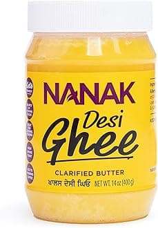 Nanak Desi Ghee Clarified Butter - Premium Quality, Keto Friendly, Certified Paleo, Lactose-Free, Source of Vitamins A & D Great Alternative for Butter Suitable for Cooking (14 oz)