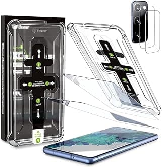 Dexnor [2+2 Pack] Samsung Galaxy S20FE Screen Protector, 9H Tempered Glass + 2 Pack Camera Lens Protector,Auto-Alignment Frame Easy Installation Bubble Free