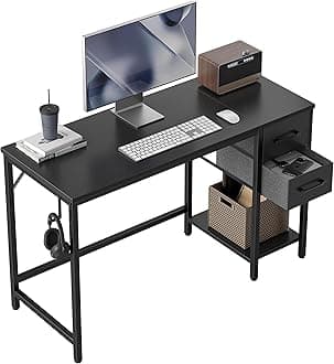CubiCubi Computer Desk with 2 Drawers, 40 Inch Small Home Office Desk Study Writing Table, Modern Black