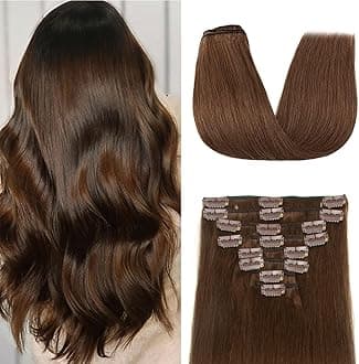 Medium Brown Clip in Hair Extensions Real Human Hair 24 Inch for Women Invisible Straight Seamless Clip in Hair Extensions Human Hair 8pcs Double Weft 90g (#4 Medium Brown, 24 Inch)