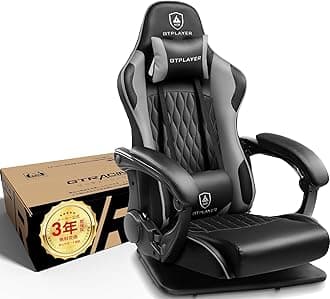 GTRacing GTP900-ZY-GRAY Gaming Chair, 165° Reclining, High Back, 360° Rotation, Lumbar Support, Back Pain Prevention, Pocket Coil, Build Your Own Hankon Stand Chair, XBOX PS5, PS4 Switch, and Other