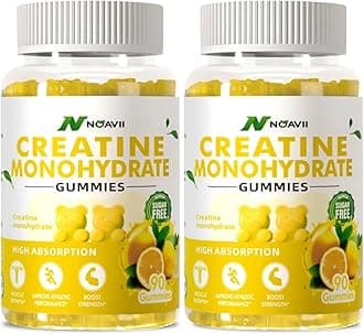 NOAVII Creatine Monohydrate Gummies 5000mg for Men & Women, Chewables Creatine Monohydrate for Muscle Strength, Muscle Builder, Energy Boost, Pre-Workout Supplement-180 Lemon Gummies