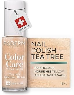 PODERM Swiss-Made Antifungal Nail Polish – Bright Gold | Breathable Treatment with Tea Tree, Silicon & Biotin | Strengthens, Repairs & Conceals Yellow, Brittle & Damaged Nails | Podiatrist-Developed