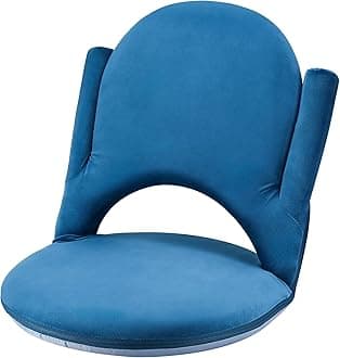 Floor Folding Chair Armrest, 42 Position Back Support Adjustable Floor Seat Washable Stackable Cushion for Class Meditation Playing Adults Kids,Ctystal Velvet Navy Blue