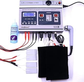 Physiowell 5 in 1 Physiotherapy Machine Combo | IFT, TENS, MS & Ultrasound Therapy Machine | Electrotherapy & Ultrasonic Pain Relief Device | Professional Physio Equipment with Probe