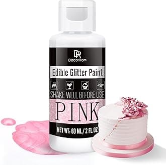 Edible Glitter Paint - 2 fl.oz Metallic Edible Cake Paint for Cake Decorating, Baking, Cupcakes, Candy - Food Grade Shimmer Art Decorative Paint Liquid Luster Dust for DIY Cookie, Fondant (Pink)