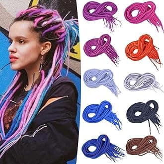 22" Double Ended Dreadlock Extensions 10 Strands/Pack DE Handmade Synthetic Crochet Braid in Dreads Extension, Black