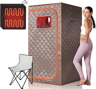 Portable Infrared Sauna, Full Size Far Infrared Sauna, Full Body Personal Home Sauna, Separate Heating Foot Pad and Reinforced Sauna Chair Home Saunas for Relaxation Detox