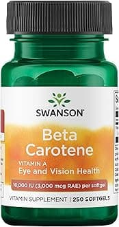 Beta-Carotene - Vitamin A Supplement Promoting Immune Health, Eye & Skin Health - Natural Wellness Formula - (250 Softgels, 3000mcg Each)
