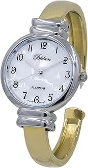 Original Mother of Pearl Cuff Bracelet Watch for Women with 31mm case Japanese Quartz Movement Metal hinged Bangle Style Cuff Wrist Watch for Ladies…