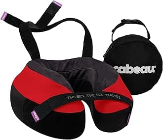 Cabeau The Neck's Evolution, TNE S3 Travel Neck Pillow Memory Foam Airplane Pillow with Attachment Straps - 360 Degree Support for Travel, Home, Office, & Gaming - London (Red)