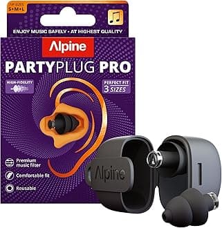 Alpine PartyPlug Concert Ear Plugs - Noise Reduction Ear Plugs for Party, Concert, Festival and Music - Reusable Earplugs (Pro Black (Multisize))