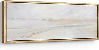 SIGNFORD Large Framed Canvas Print Wall Art Tranquil Beach Coastal Landscape Illustrations Modern Art Calm Warm for Living Room, Bedroom, Office - 60"x20"