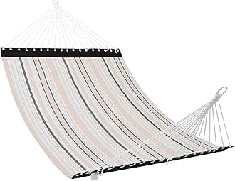 Patio Watcher13 FT Quick Dry Textilene Hammock - Outdoor Double Hammock - Heavy Duty Hammocks for Outside - 450 lbs Capacity - Beige Black