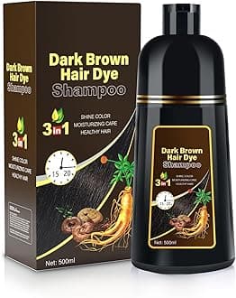 Dark Brown Hair Dye Shampoo 3 in 1 for Gray Coverage for Women/Men, Color Shampoo Instant Herbal Ingredients Semi Permanent