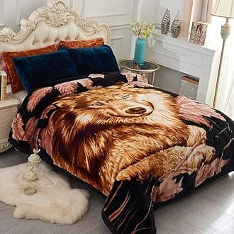 JML Fleece Blanket, Plush Blanket King Size 85" x 93", 10 Pounds Heavy Korean Mink Blanket - Silky Soft and Warm, 2 Ply A&B Printed Raschel Bed Blanket, Wolfs