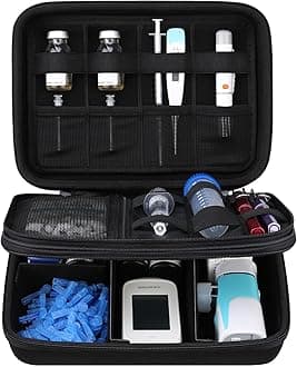 Elonbo Diabetic Supplies Case, Glucose Meter Portable Travel Storage Bag, Insulin Pen and Medication Carrying Case for Diabetic Meter, Insulin Pen, Test Strips, Lancets, Syringe, Needles,Inhaler