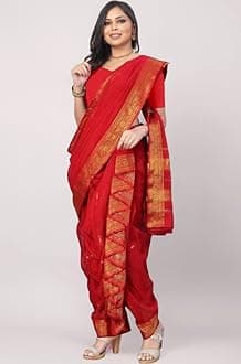 Women's Woven Cotton Saree Without Blouse Piece