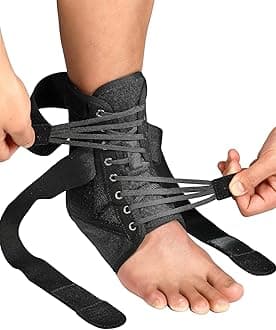 Quick Lace Up Ankle Brace for Women Men with Removable Side Splints, Adjustable Ankle Support for Sprained Ankle Injury Recovery, Ankle Stabilizer for Basketball Volleyball Tennis, 1 Unit