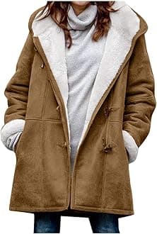 SHAOBGE Womens Plus Size Winter Coats Warm Sherpa Fleece Lined Jackets Hooded Parka Faux Suede Pea Coat Outerwear 2024