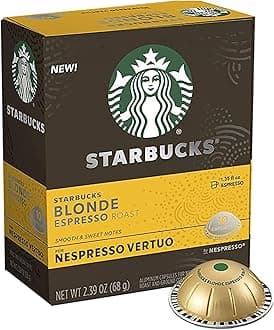 Starbucks Blonde Espresso Roast Capsules, Nespresso Vertuo Compatible, 10 Capsules Per Box (Pack of 1)