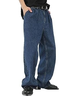 Men's Loose Fit Wide Leg Jeans Casual Baggy Hip Hop Jeans for Men Fashion Vintage Denim Pants with Pockets