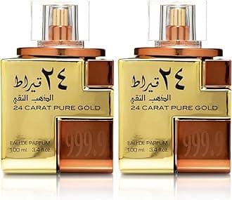 Lattafa 24 Carat Pure Gold Eau De Parfum Spray for Unisex 3.4 Ounce (Pack of 2)