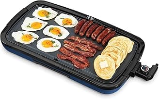 Deluxe Everyday Griddle - Electric Griddle with Removable Plate - Nonstick, Easy-Clean Surface & Anti-Slip Base - Recipe Book Included - Navy