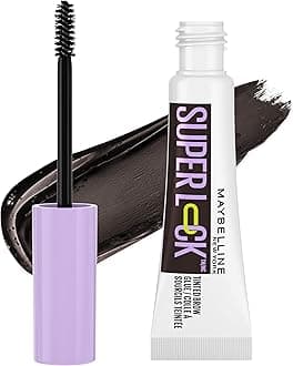 Maybelline Super Lock Brow Glue Eyebrow Gel, Lightweight and Waterproof Tinted Brow Gel For Up To 24HR Hold, Black, 1 Count