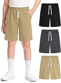 3 Pack Boys Shorts Boy Cotton Athletic Shorts Kids Casual Summer Clothes with Pockets