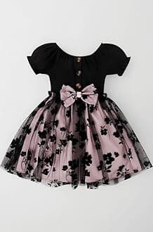 Baby Girl's Elegant and Sweet Mesh Splicing Dress for Party || Frock for Girls || Short Sleeve Dress for Girls ||Fency Dress||(KD-134)