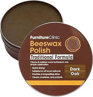 Furniture Clinic Dark Oak Coloured Beeswax Polish for Wood & Furniture - 200ml – Natural Finishing Wood Wax for All Types of Furniture & Wooden Surfaces - Colour, Protect & Enhance Wood