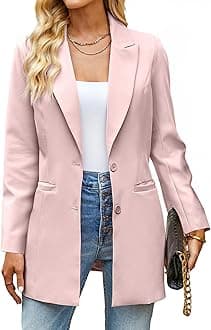 luvamia Blazers for Women Business Casual Long Blazer Jackets Dressy Work Professional Office Outfits Lapel Pockets
