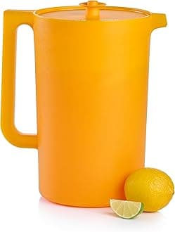 Impressions Classic Sheer 1 Gallon Pitcher with Lid in Papaya, Dishwasher Safe and BPA Free, Mess-Free, Reusable Plastic Pitcher with Extra Large Capacity