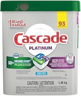 Cascade Platinum ActionPacs Dishwasher Detergent with Dawn, Fresh Scent - 92 Count with 10pct bonus 102 packs