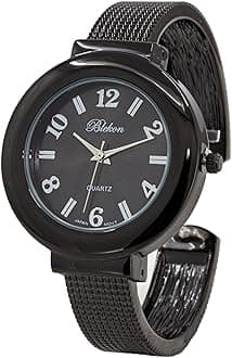 Blekon Original Mother of Pearl Cuff Bracelet Watch for Women with 31mm case Japanese Quartz Movement Metal hinged Bangle Style Cuff Wrist Watch for Ladies…