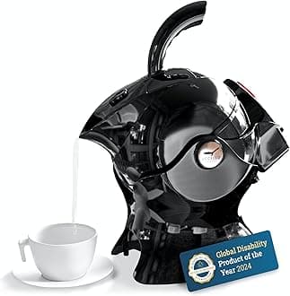Uccello Electric Safety Kettle | Black Tipper Base Included | Effortless Pour Every Time | Daily Living Drinking Aid For Disabled and Seniors | 1.5 Liters | Black