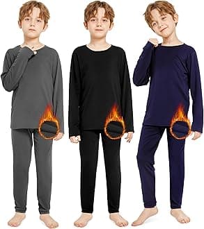 Resinta Kids Boys Thermal Underwear Set - Fleece Lined Base Layers Top & Bottom Toddler Long Johns for Cold Winter