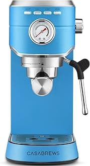 CM5418 Espresso Machine 20 Bar, Compact Espresso Maker with Steam Milk Frother, Stainless Steel Coffee Machine with 34oz Removable Water Tank for Cappuccino, Small Latte Machine, Blue