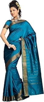 Womens Indian Ethnic Traditional Banarasi Art Silk Saree Sari Wrap Fabric Dress Drape