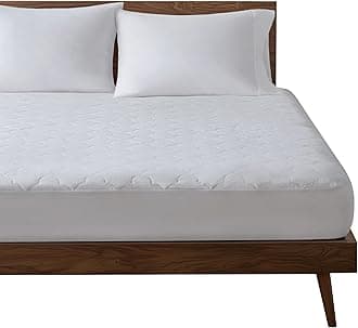 Sleep Philosophy King Mattress Pad, Cotton Mattress Protector Classic Cloud Quilted Bed Cover, All Natural Breathable Mattress Topper Fitted Pocket Fits Up to 18", Machine Washable, White