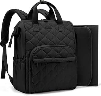 LOVEVOOK Small Diaper Bag Backpack, Mini Baby Bag for Girl Boy with Changing Pad, Diaper Backpack for Mom Dad with Stroller Buckles, Black